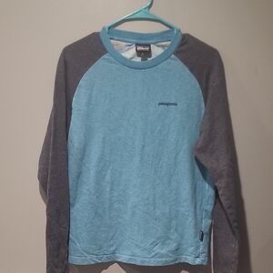 Patagonia Teal and Light Gray Organic Cotton Shirt